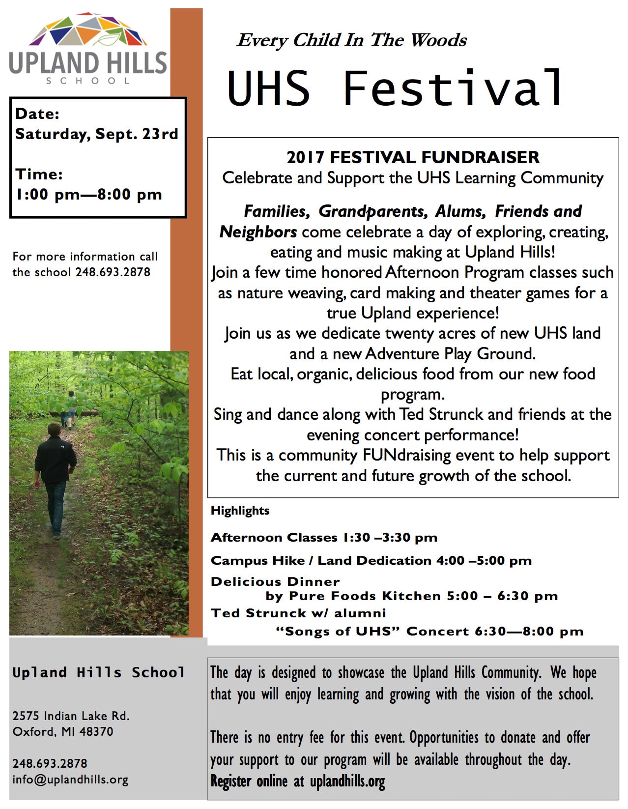 2017 Upland Hills Schools Festival Flyer